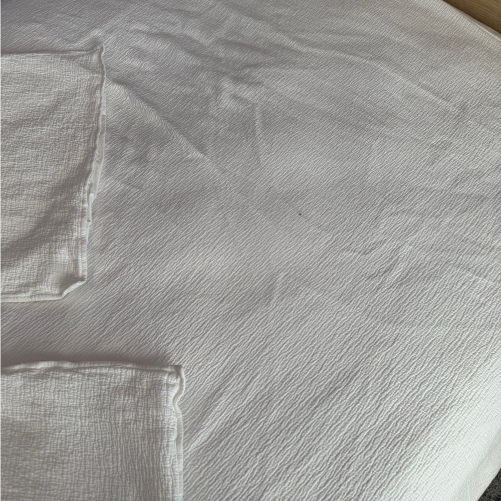 West Elm Crinkle Cotton Queen Bedspread with Matching Euro Pillow Shams - Picture 7 of 8